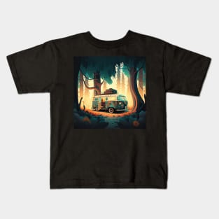 Camping Adventure in the Forest Kids T-Shirt